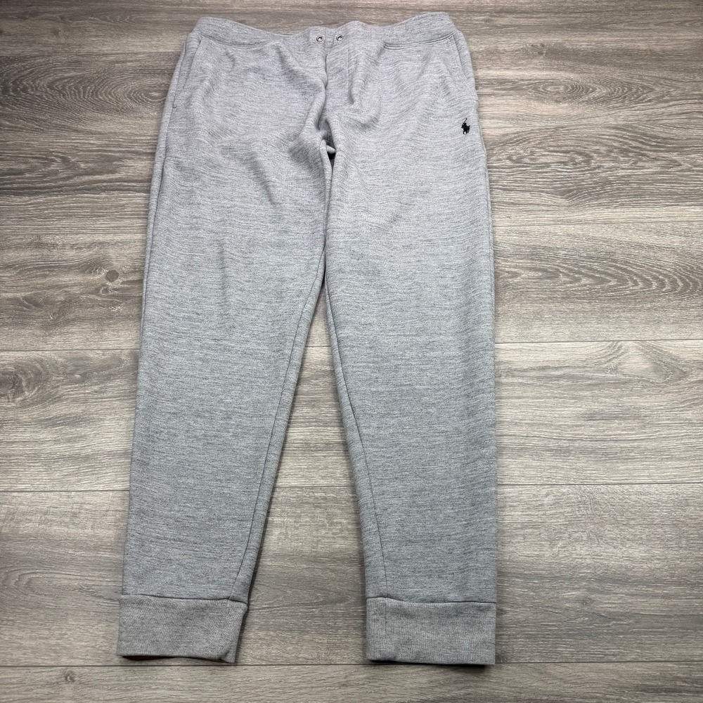 Polo Ralph Lauren Double Knit Joggers Mens XL Heather Gray Cuffed Pony Sweatpant
